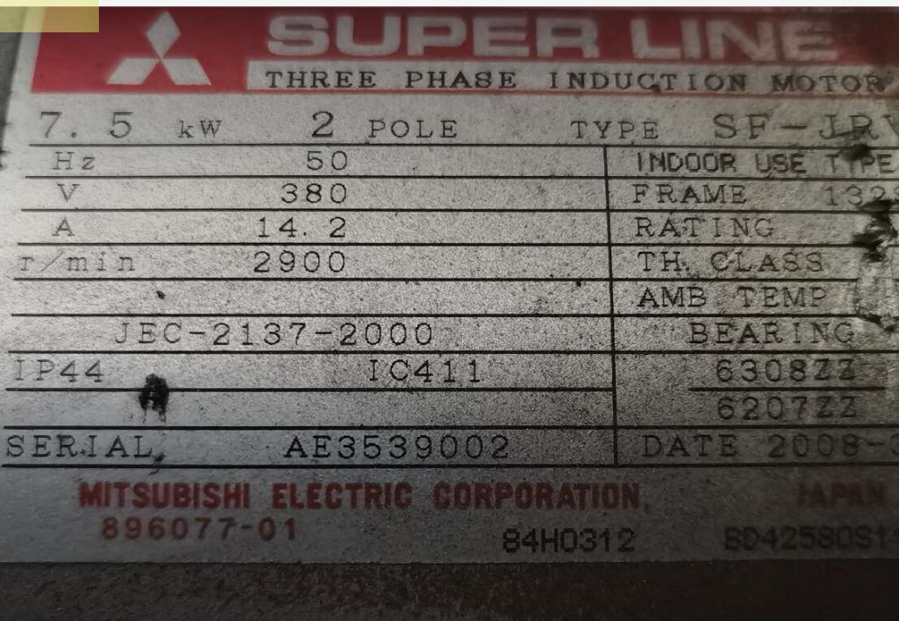 三菱电机型号SF-JRV-7.5KW-2P-380V/50H...