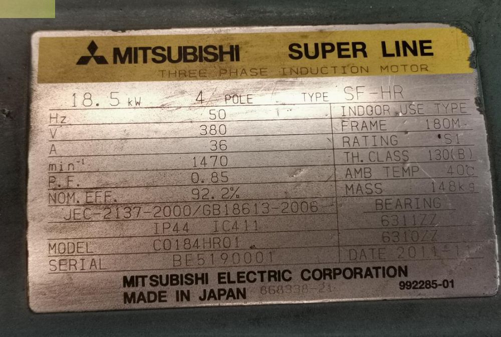 三菱电机型号SF-HR-18.5KW-4P-380V/50H...