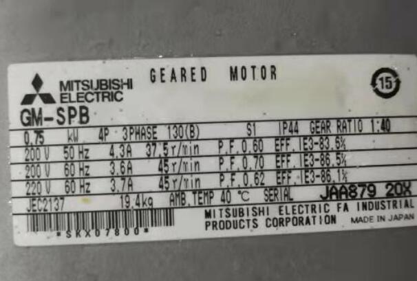日本三菱减速电机型号：GM-SPB-0.75KW-4P-1/...