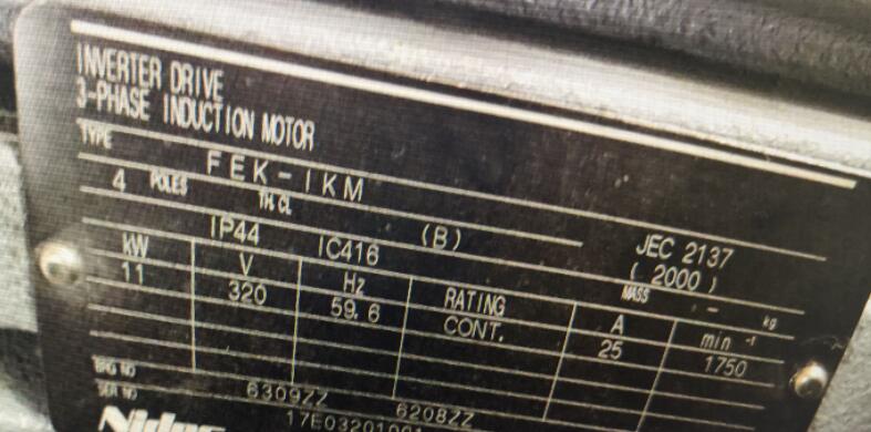 日本Nidec电产电机型号FEK-IKM-11KW-4P-3...