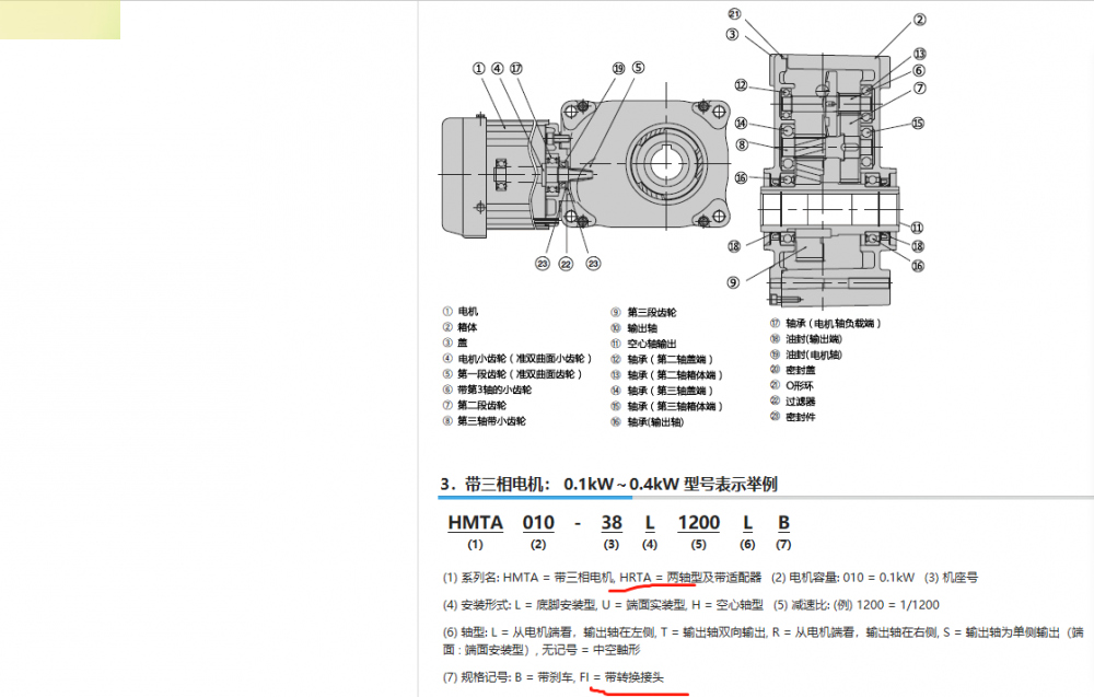 日本椿本减速器 型号：HRTA040-30H40FI不带马达